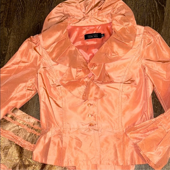 Rickie Freeman for Teri Jon Peach and Gold 2 Piece Dress - Picture 2 of 7